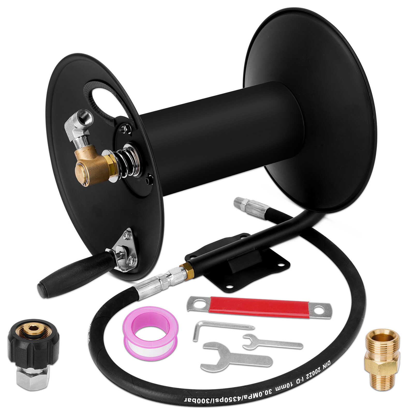 Pressure Washer Hose Reel W/ Jumper Hose for 3/8"NPT X100ft 4000PSI Retractable