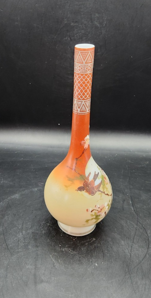 Meiji KutaniWare 10.5" Sake Bottle Red Floral