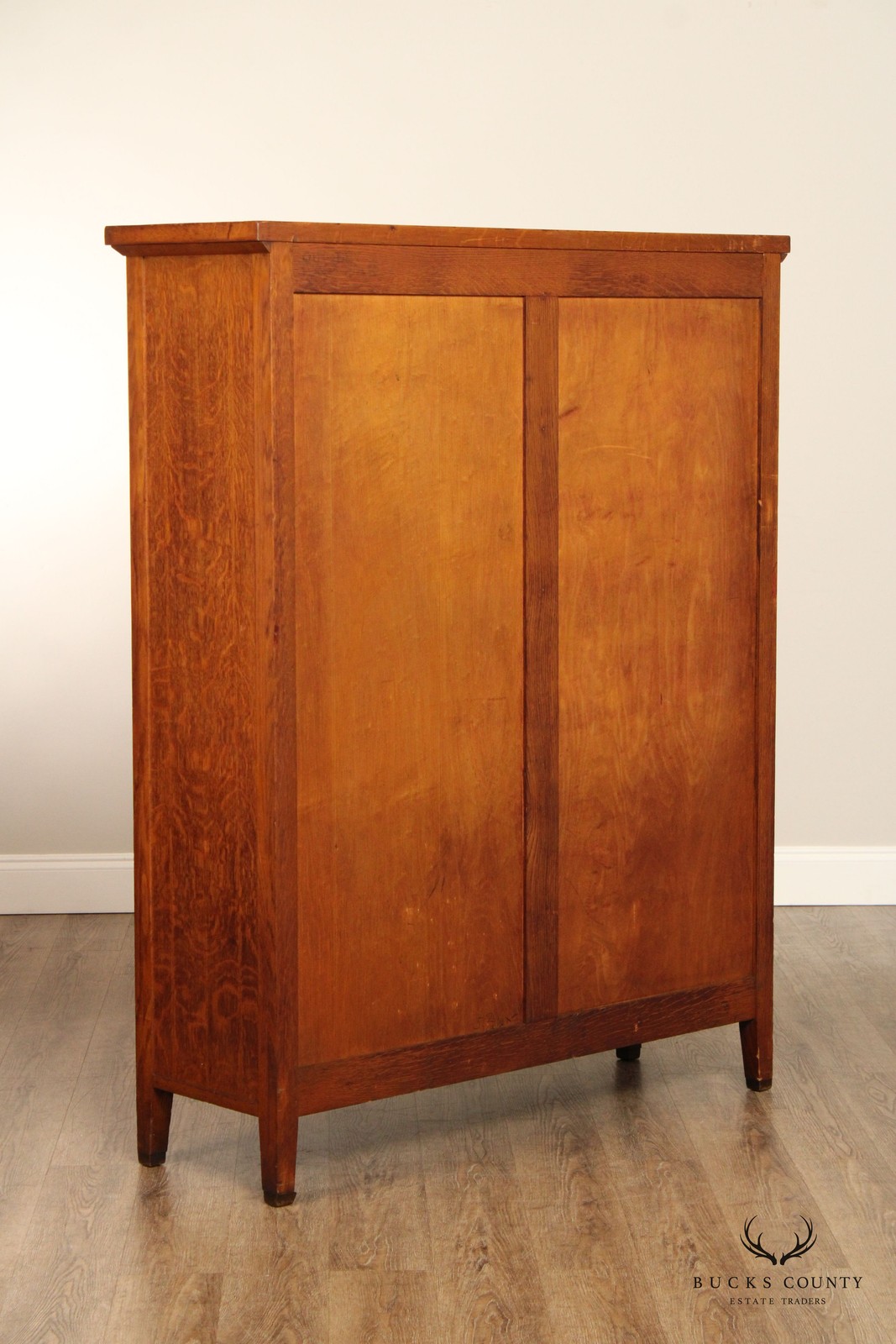 Antique Mission Oak Sliding Glass Door Bookcase