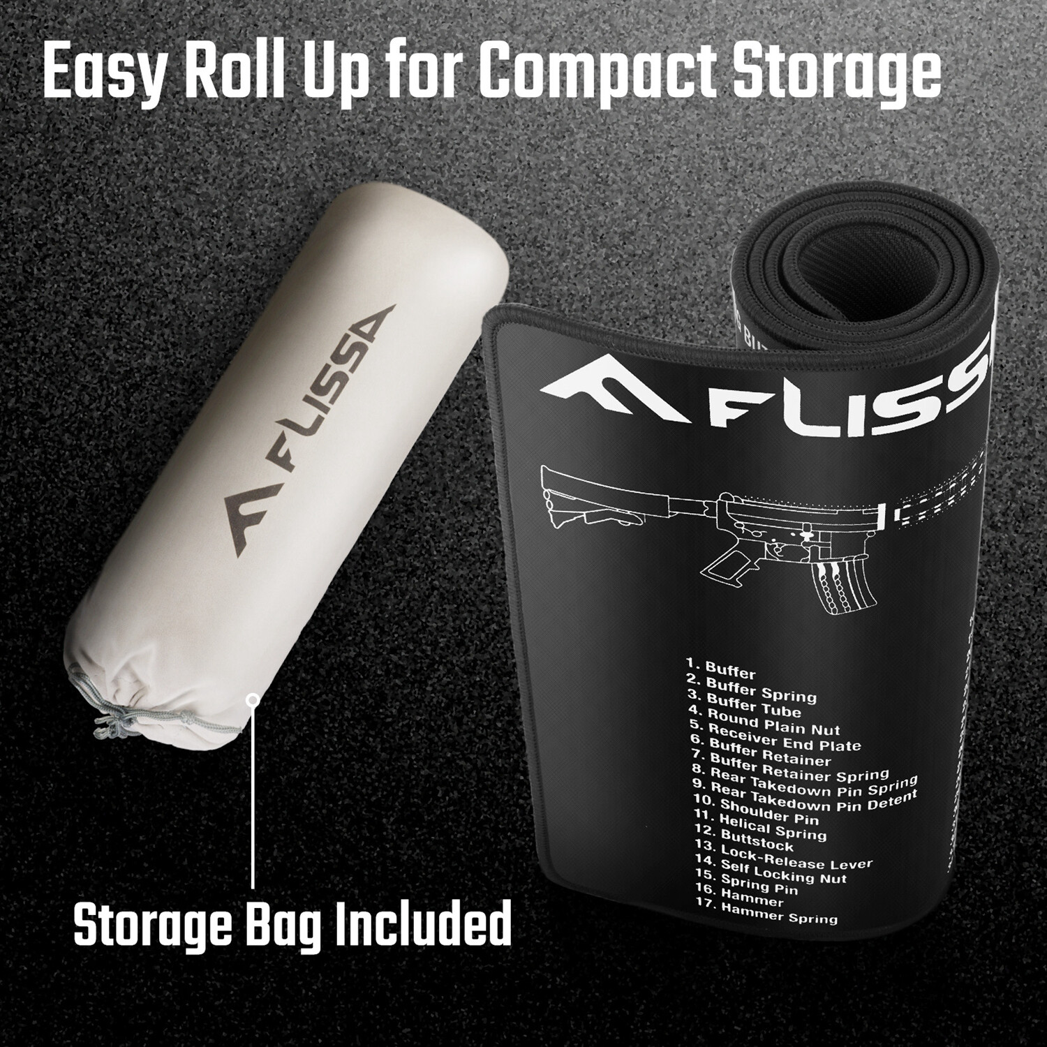 FLISSA 8PC Gun Cleaning Mat Set For Glock AR 12"x36" Gun Cleaning Bench Non-Slip