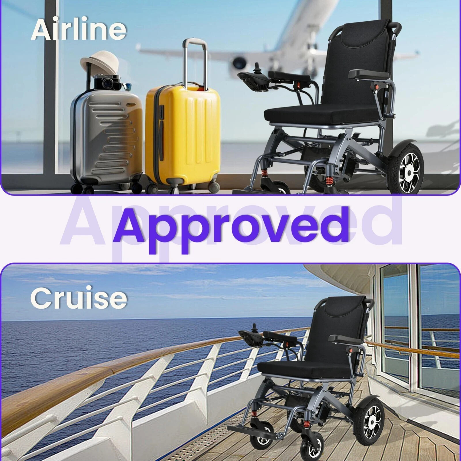 Lightweight Foldable Electric Wheelchair for Adults, Motorized Power Wheelchair