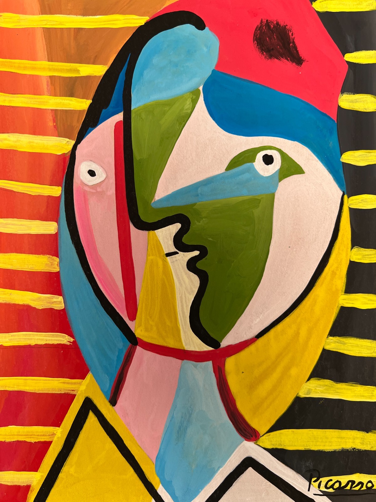 Pablo Picasso Drawing on paper (Handmade) signed and stamped mixed media.