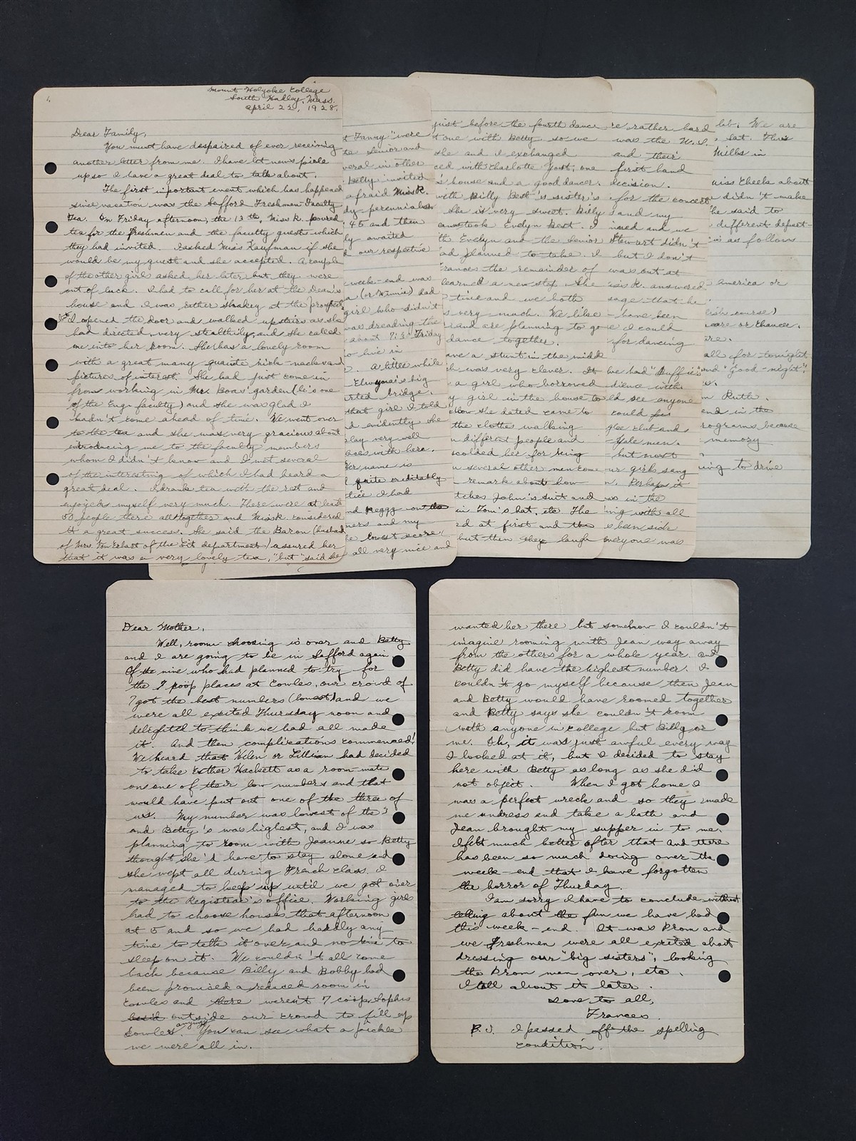 1920s antique LETTER LOT mineola ny FRANCES WHITTY from MOUNT HOLYOKE COLLEGE