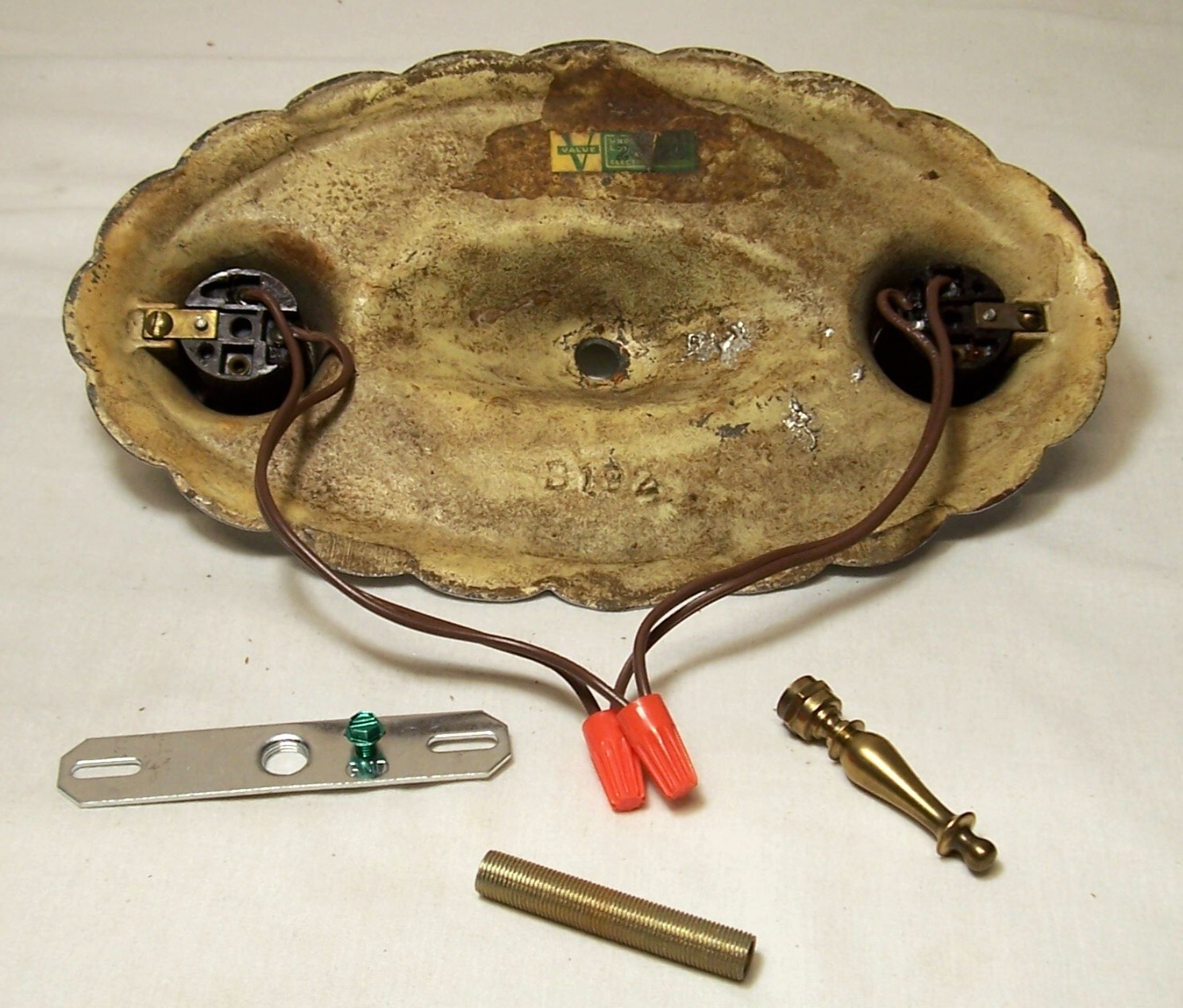 Antique Art Deco Light Vtg Ceiling Flush Cast Silver Victorian Restored USA #F71