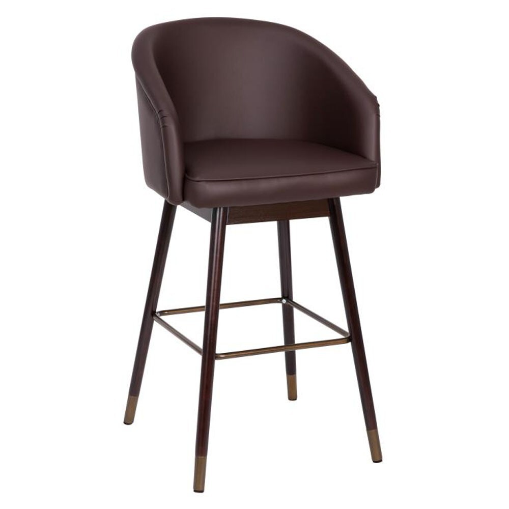 Margie Modern Mid-Back 30" Stool GRAY with Walnut Finish Beechwood Legs