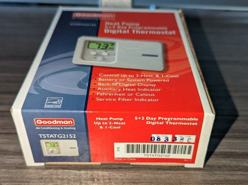 Goodman Programmable Digital Thermostat TSTATG2152 HEAT PUMP 5+2 DAY