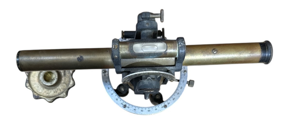 VINTAGE CWO BRASS SURVEY TRANSIT w/ WOODEN CASE