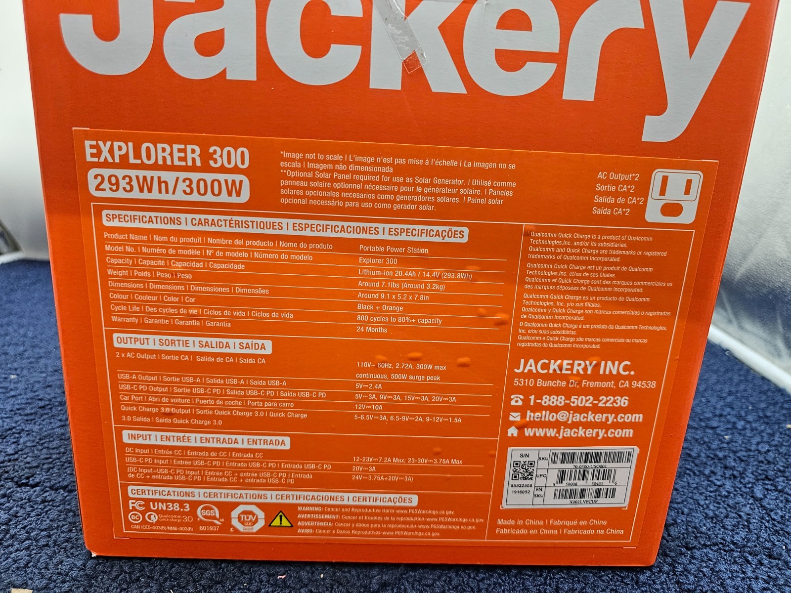 Jackery 70-0300-USO001 Portable Power Station Explorer300 Backup Lithium Battery