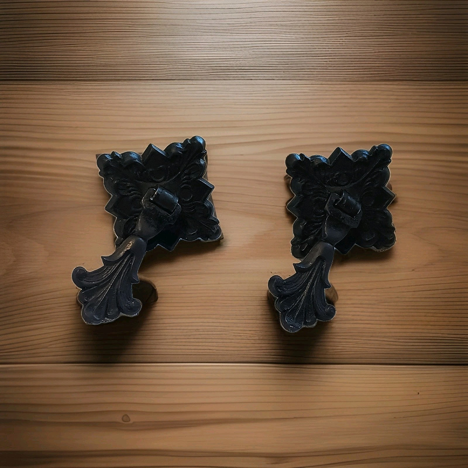 Pair Of Antique Teardrop drawer pulls With Mounting Screws Marked "32"