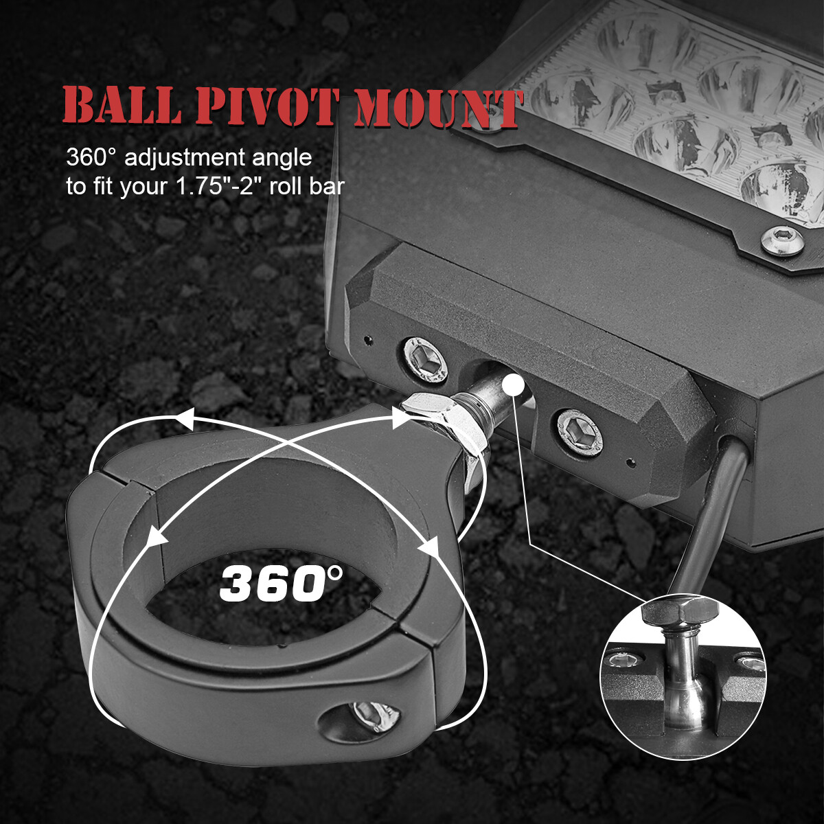 UTV Side View Mirrors w/ LED Spot Light For 1.75"-2" Can am maverick x3 RZR 1000