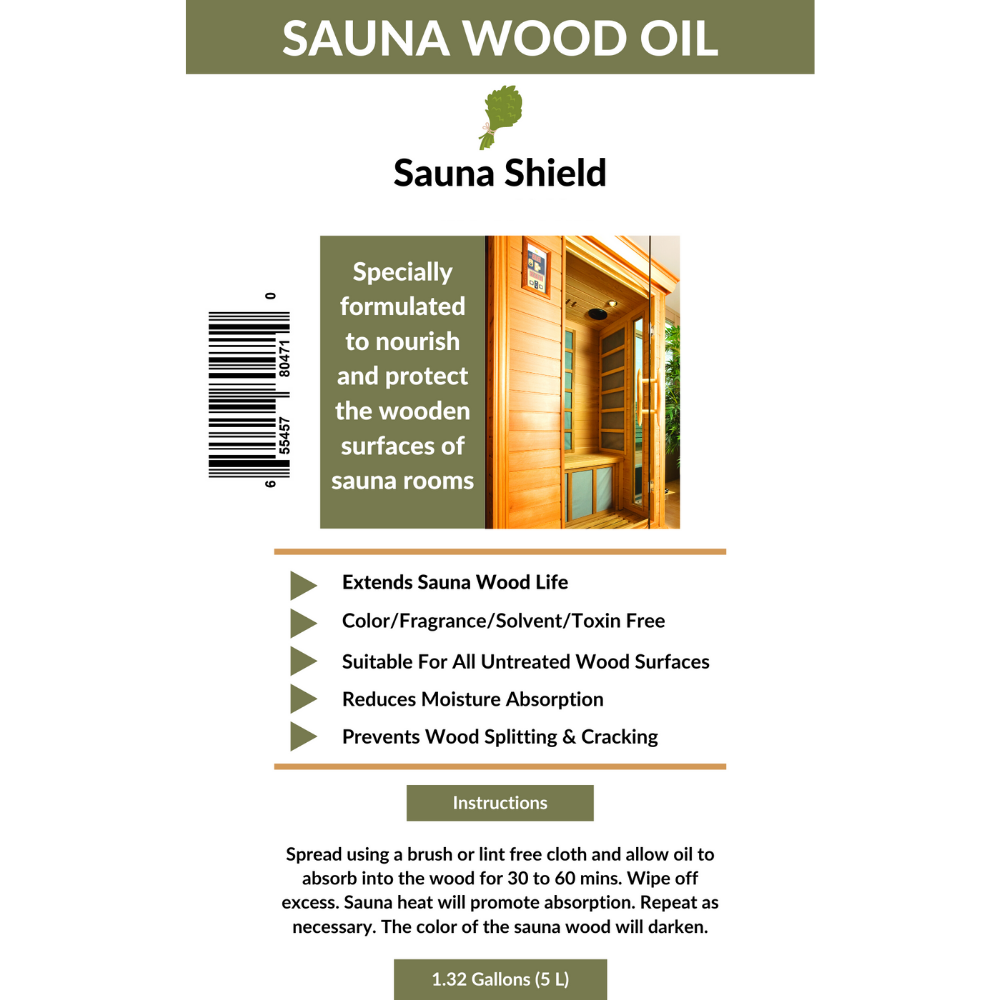Sauna Shield Sauna Wood Oil (1.32 Gallons) - Nourishes & Protects Sauna Wood