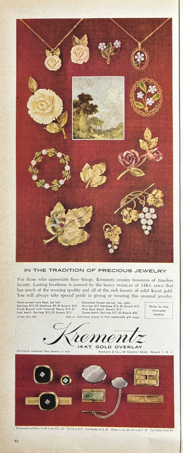 1965 Krementz 14 KT Gold Overlay Jewelry Tradition Newark Cuff Vintage Print Ad