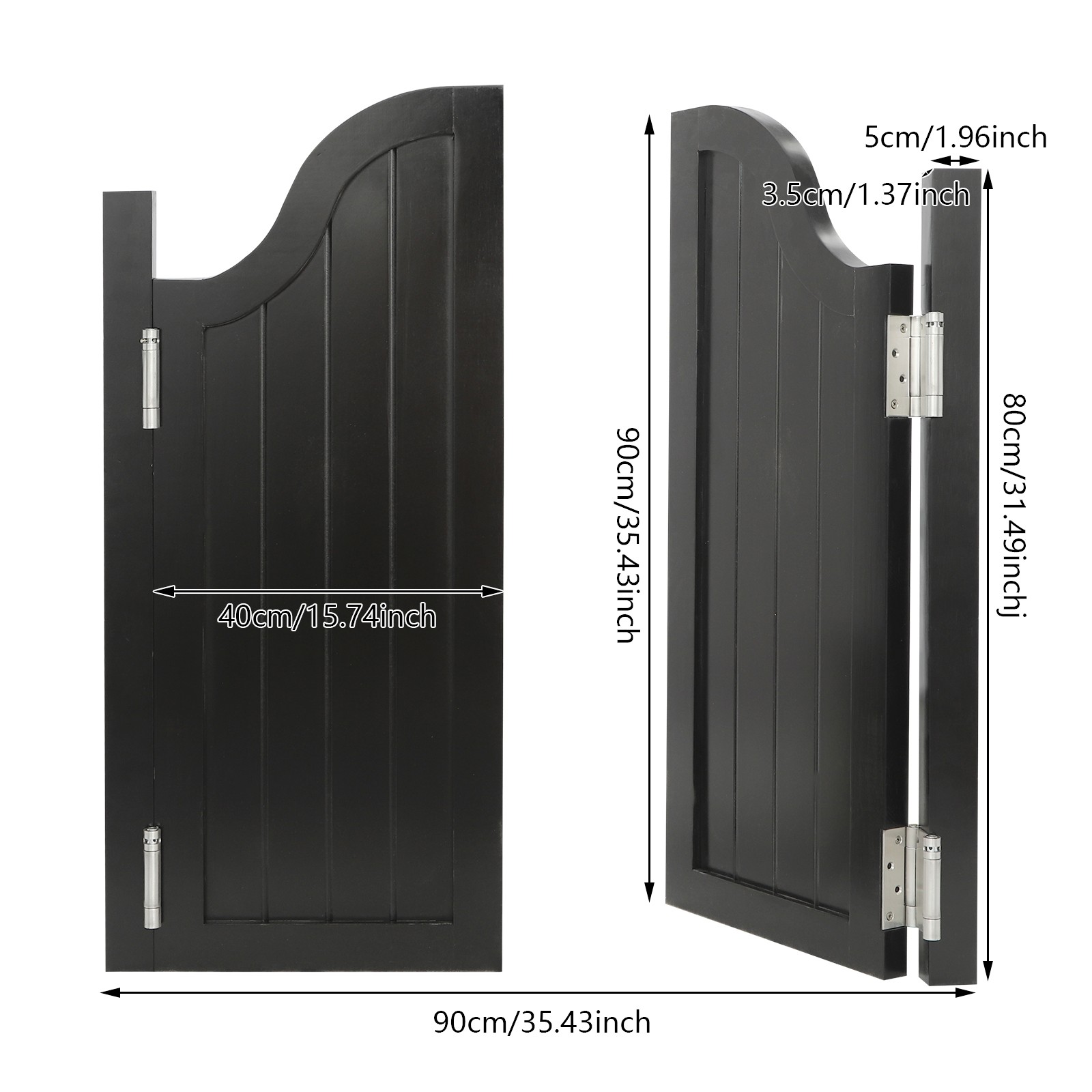 Black Entrance Partition Swing Solid Wood Door Pine Wood Partition Door for Shop