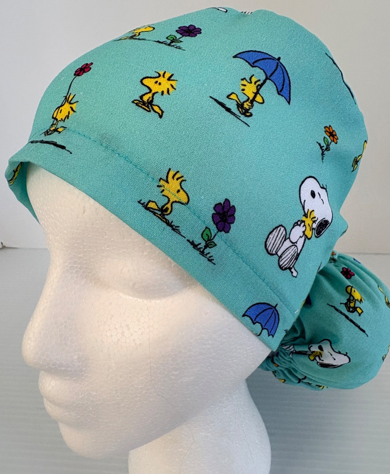 Snoopy Print Medical Ponytail Pouch Surgery Scrub Cap Chef Hat