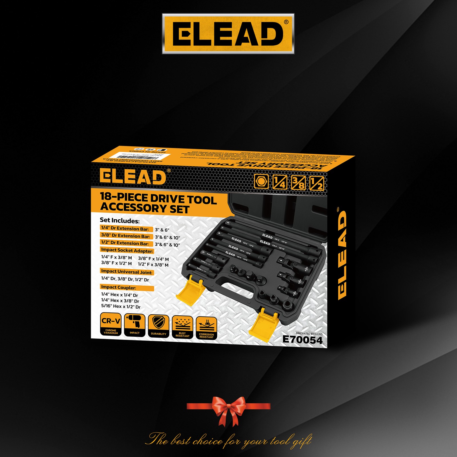 18PCS Impact Socket Extension Set 1/4" 3/8" 1/2" Drive Adapter Swivel Joints