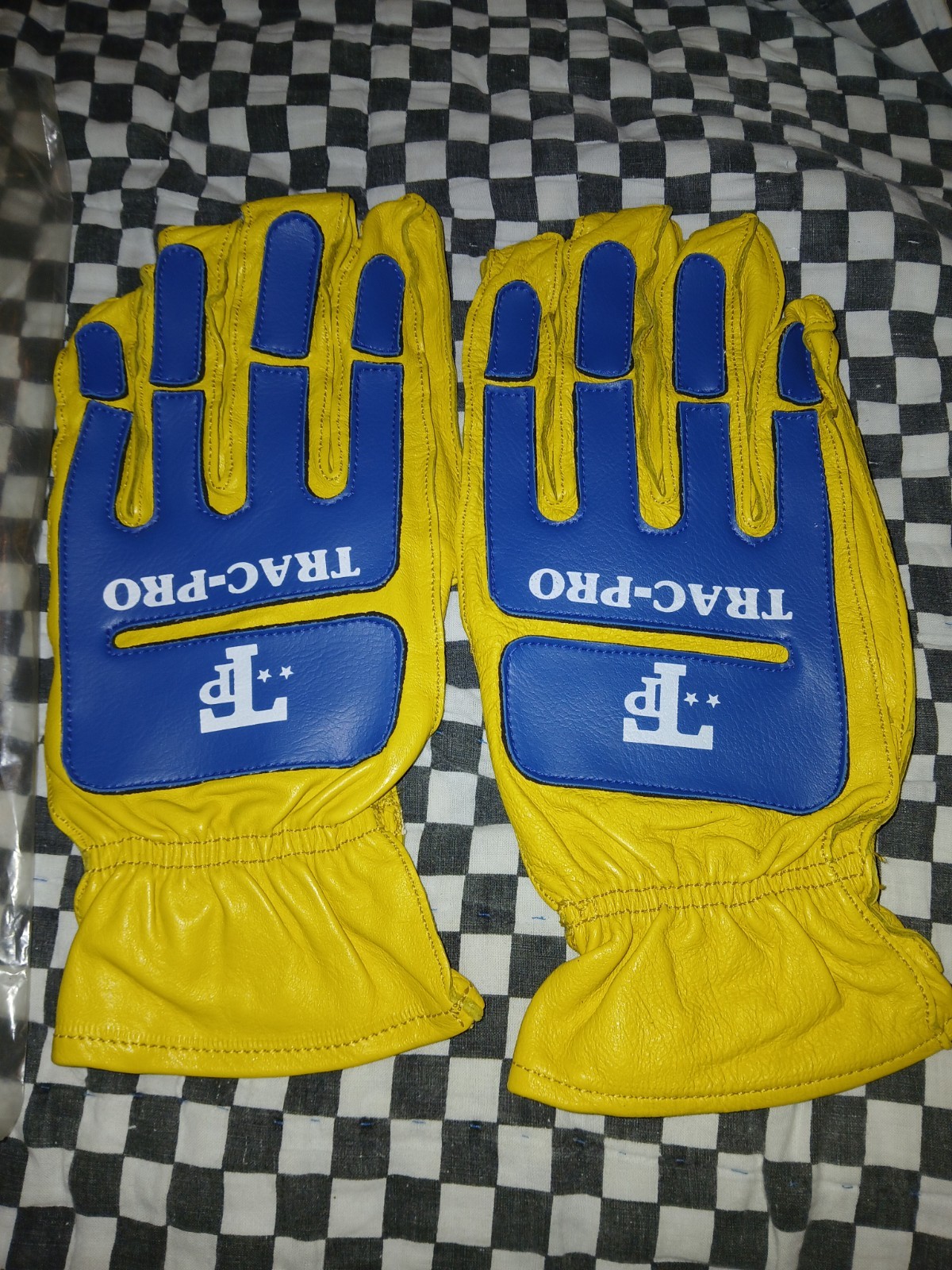Vintage Mx Gloves Trac-Pro. Yellow / Blue Size XL Motocross, Motorcycle