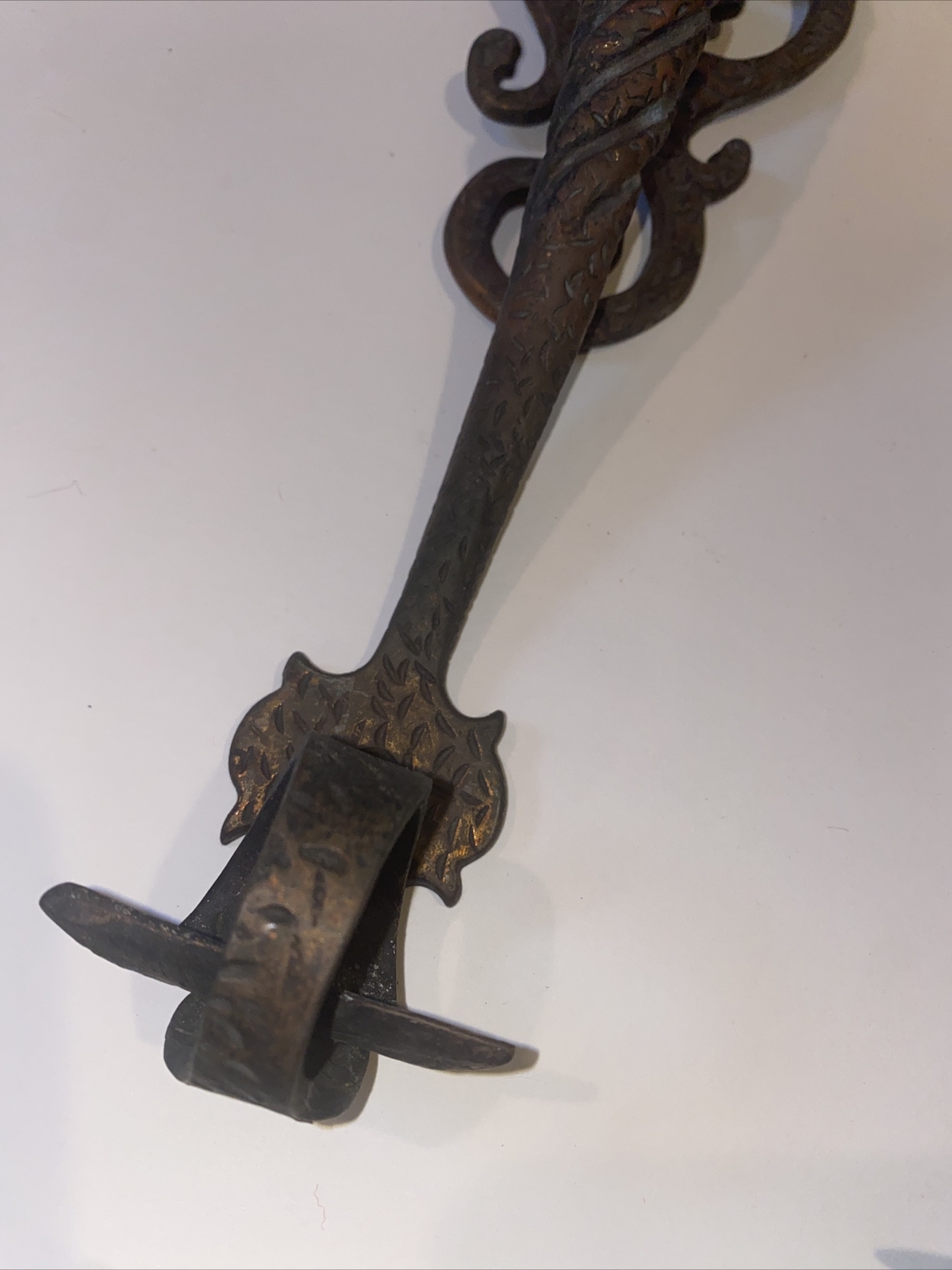 Antique Bronze/Brass Door Handle Pulls Pair Gothic Architectural Hardware 15”