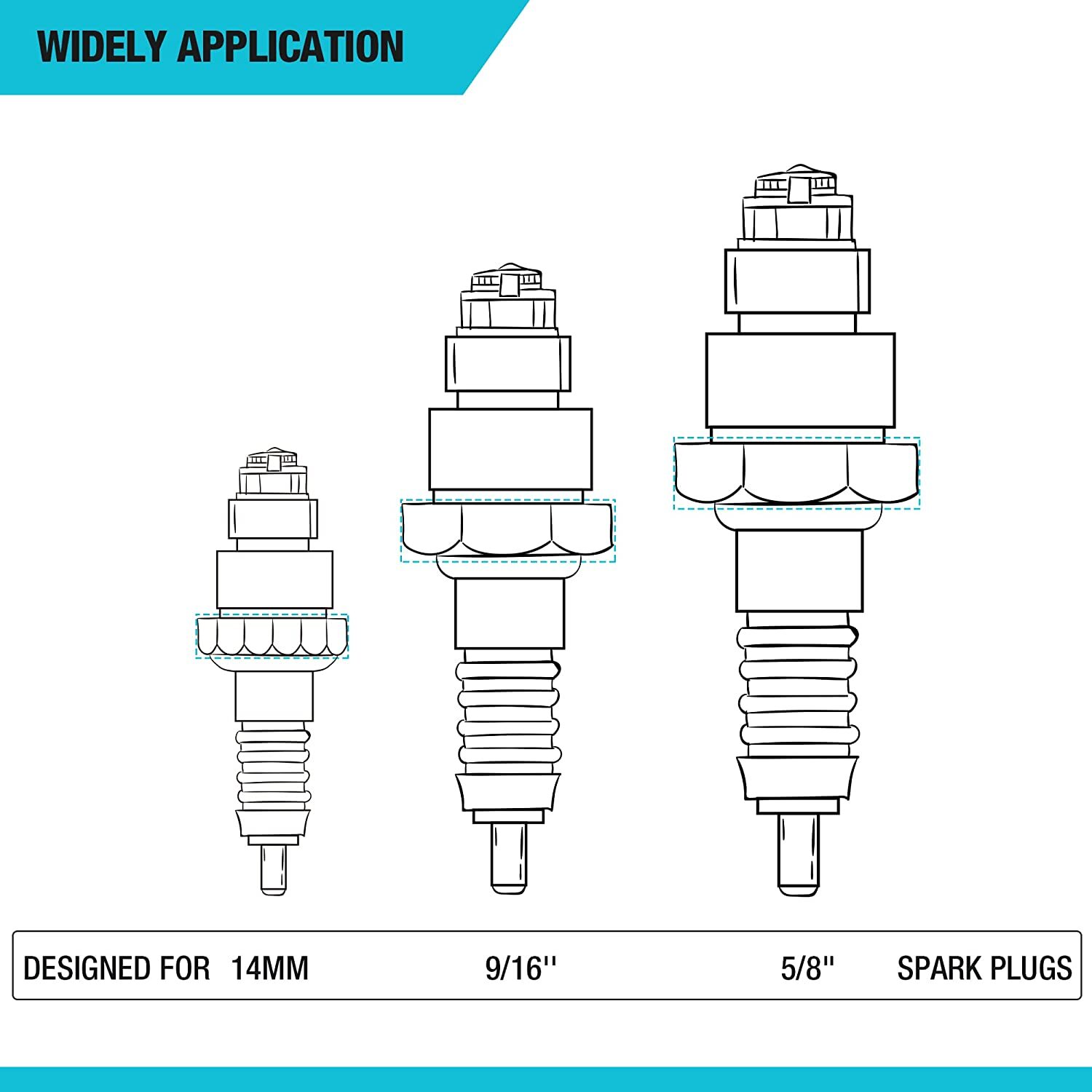 DURATECH 5 PC Magnetic Swivel Spark Plug Socket Set Magnetic Core Steel NEW