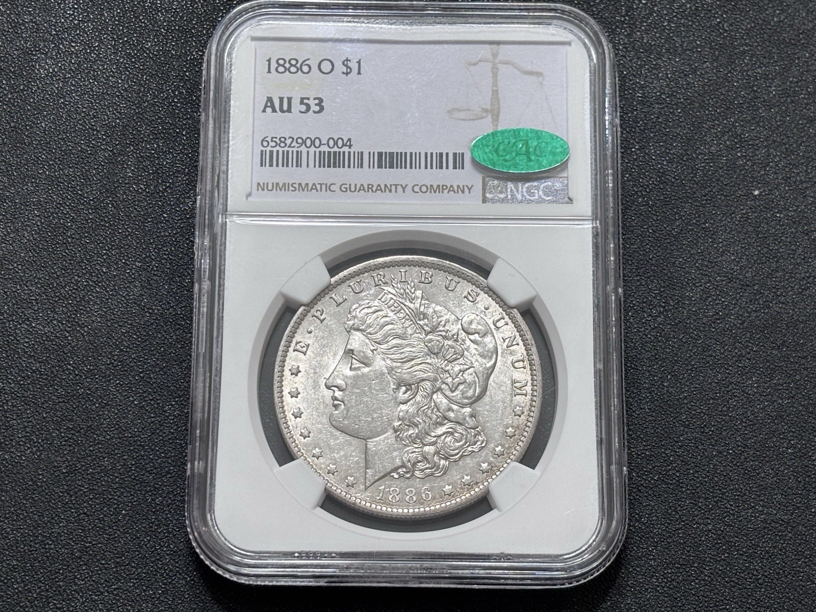 1886 O $1 MORGAN SILVER DOLLAR AU53 NGC Cert#6582900-004 CAC APPROVED!