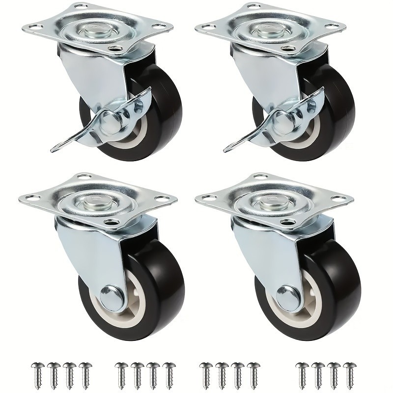 Swivel Caster Wheels with Brake - Quiet, 360° Rotating for Furniture & Carts