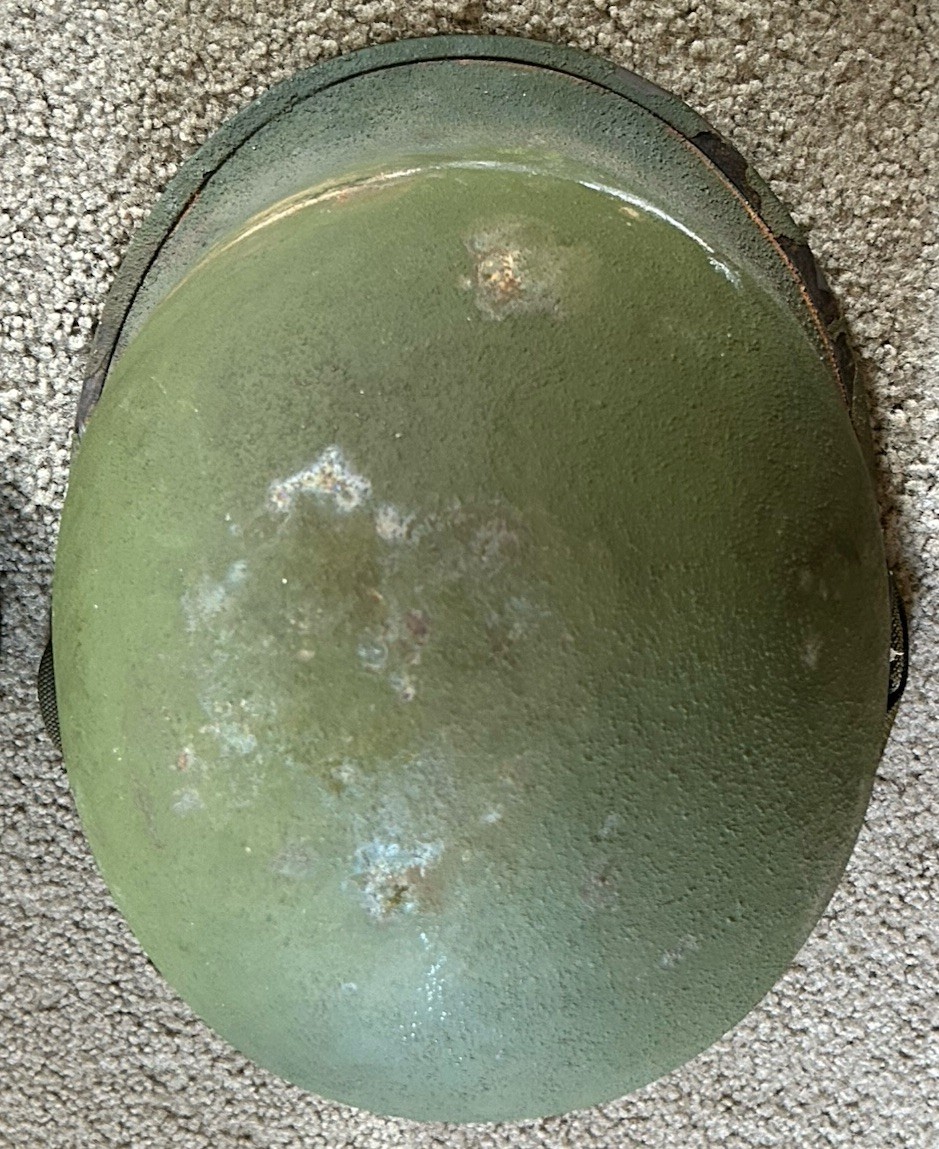 Lot of (2) Vintage Military Helmets 1970s-1980s Era Light Green 07 On Strap