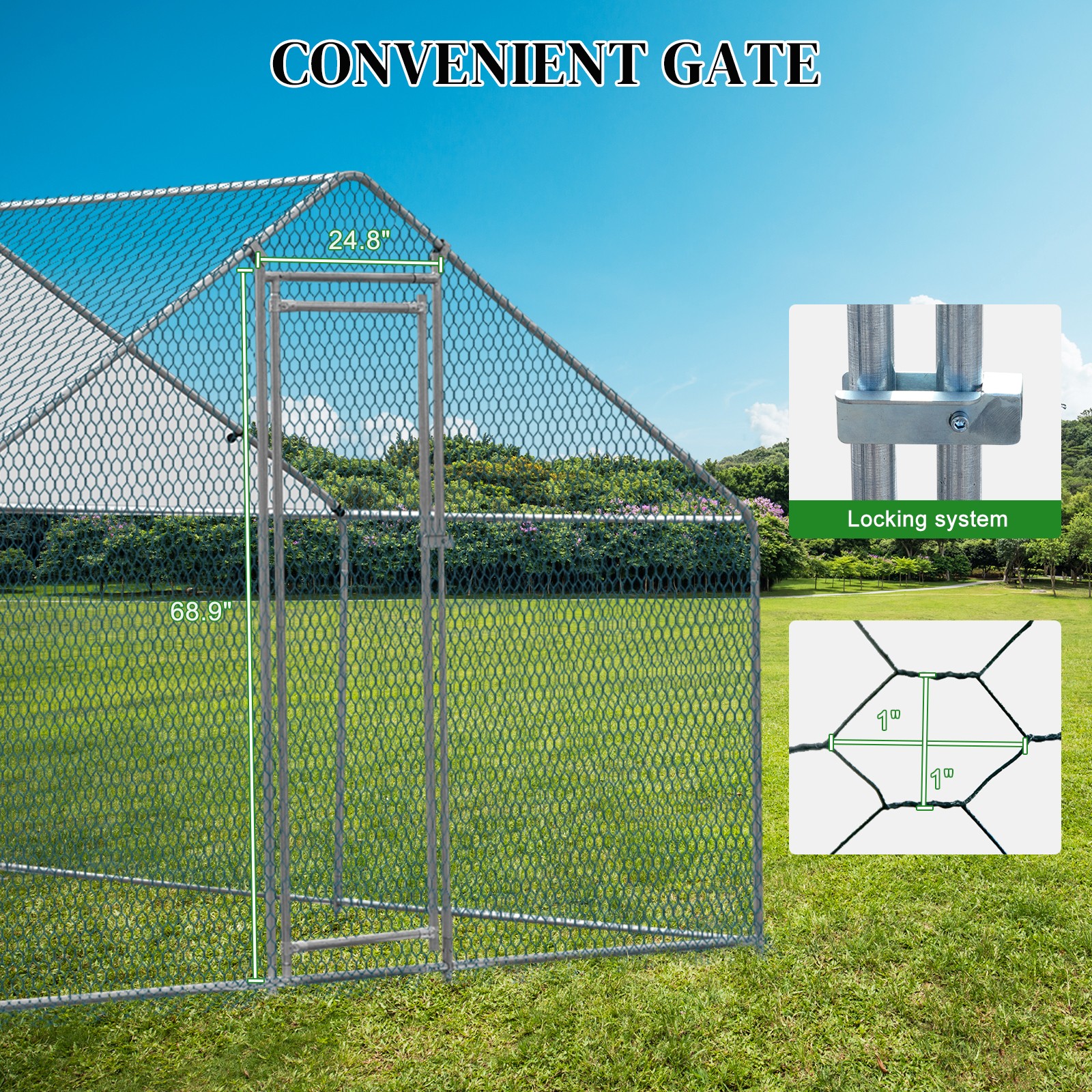 Large 10x10FT Metal Chicken Run Pen Walk-in Cage Poultry Coop Duck Rabbit House