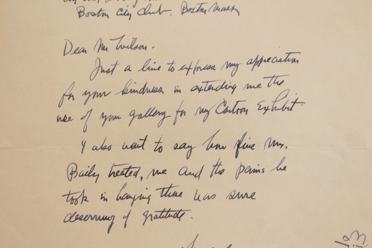 VTG Franklin P Collier Boston Traveler Cartoon Cartoonist Letter Signed Original