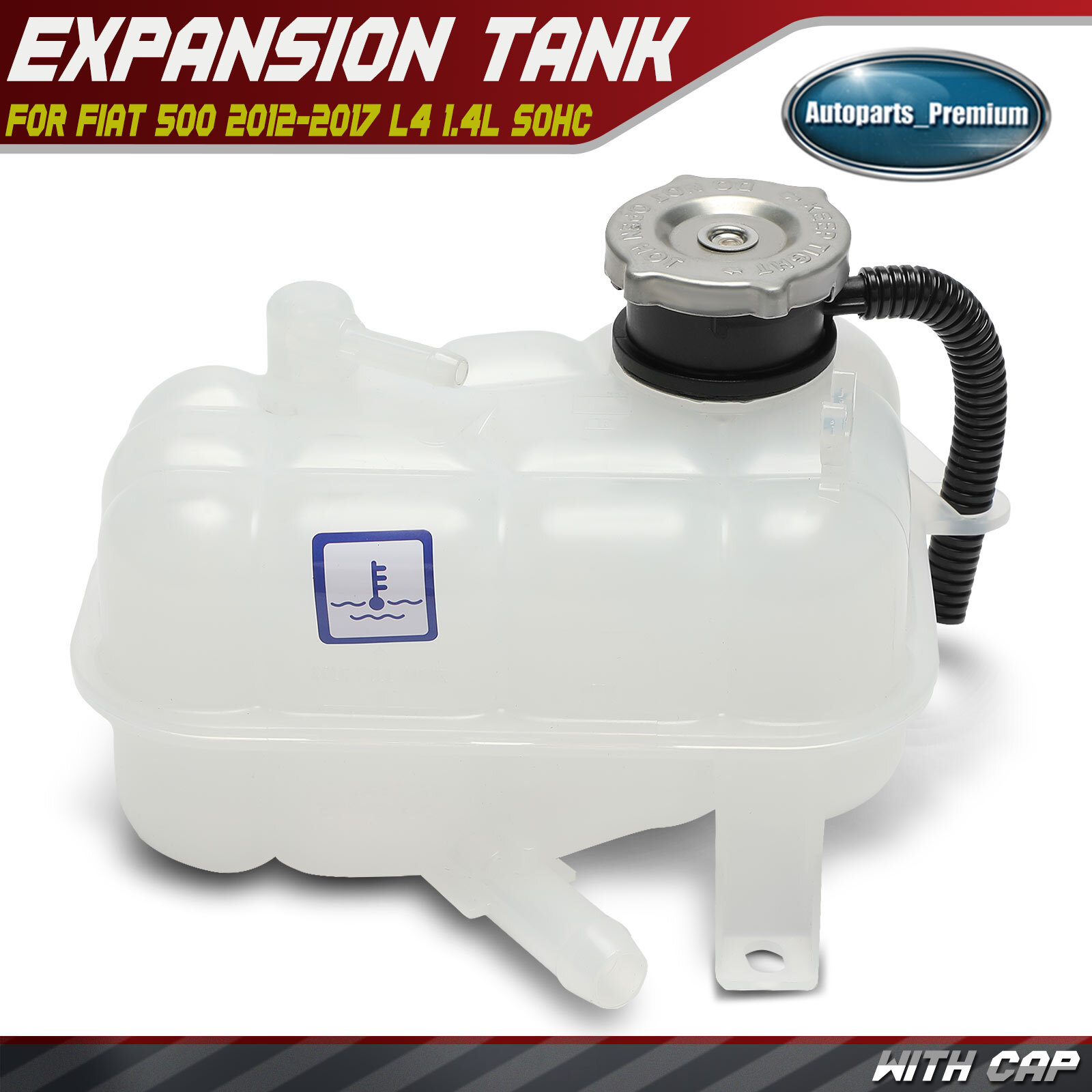 Coolant Expansion Tank Reservoir for Fiat 500 2012-2017 1.4L Naturally Aspirated