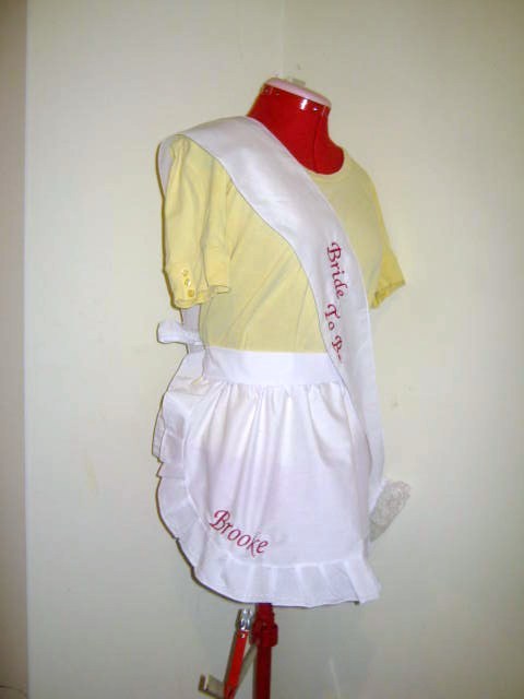 1/2 APRON & SASH SET Available most colours M2O All occasion Message names etc