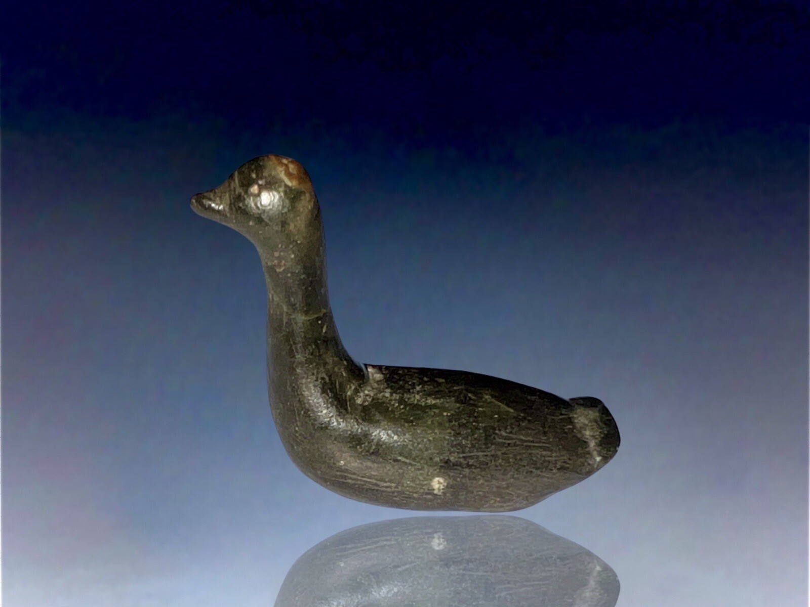 19th Century Inupiat Inuit Carved Stone Hunting Loon Effigy / Fetish