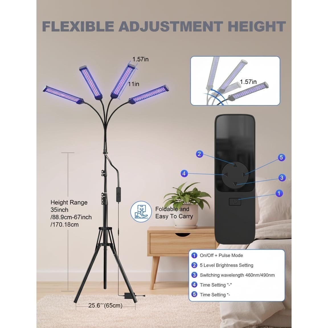 460 NM& 490 NM Tanning Lamp 3.0 Tanning Light Solarium Hysiotherapy Lamp 60 W