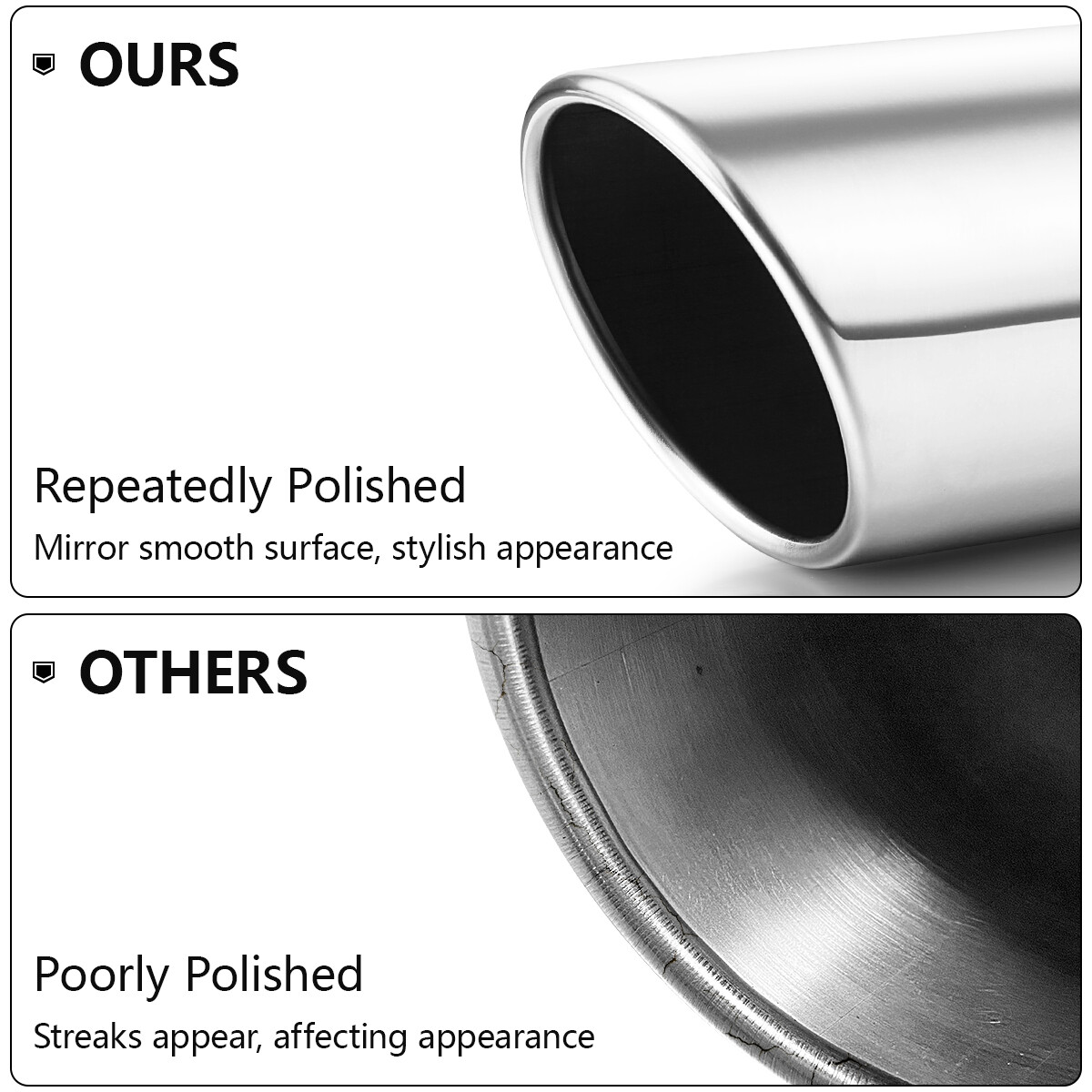 Universal Angle Cut Stainless Steel Exhaust Tips 2.5" 17" 4" Outlet 2Packs