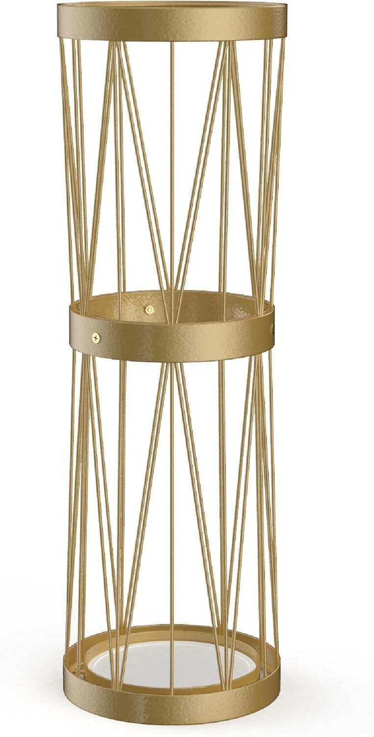 Rustic Modern Umbrella Stand in Gold, Includes Soakstone Water Absorption Tray