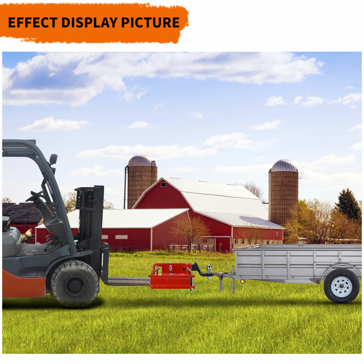 2'' Forklift Trailer Hitch Receiver Tow Hitch Attachments for Dual Pallet Fork