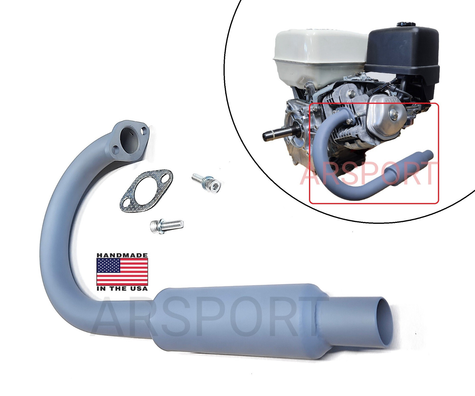 Exhaust & Muffler pipe for: Predator Max 459cc & Predator 301, 420. GX240, 270