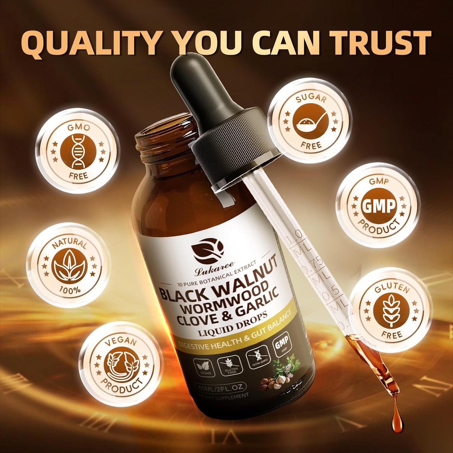 Parasite Cleanse Tincture/Extract-Wormwood,Black Walnut Hull, Clove,Best Quality