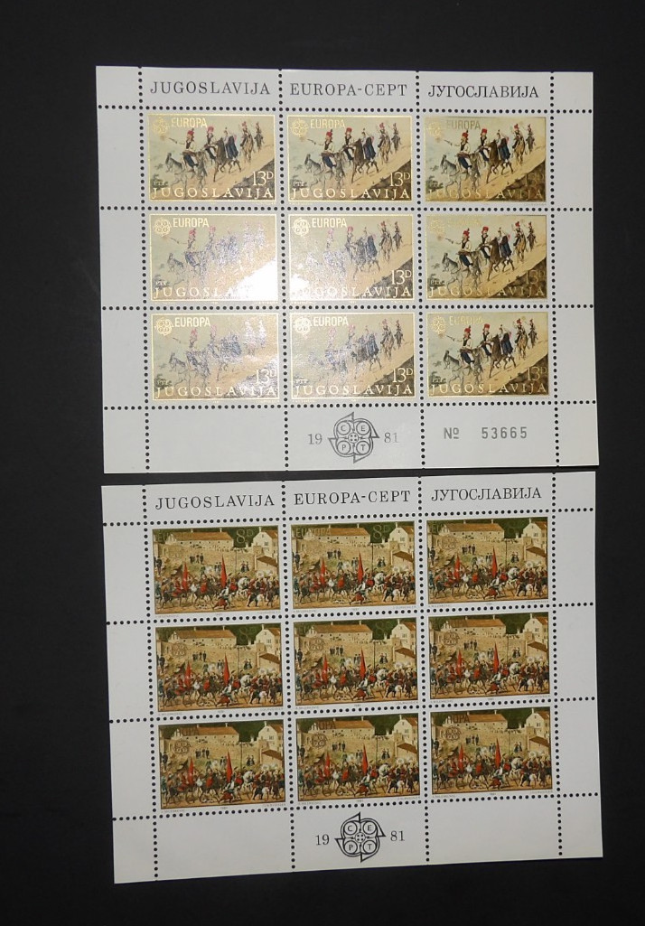 YUGOSLAVIA SCOTT #1528-1529 EUROPA 1981 SOUVENIR SHEETS MNH SET OF 2