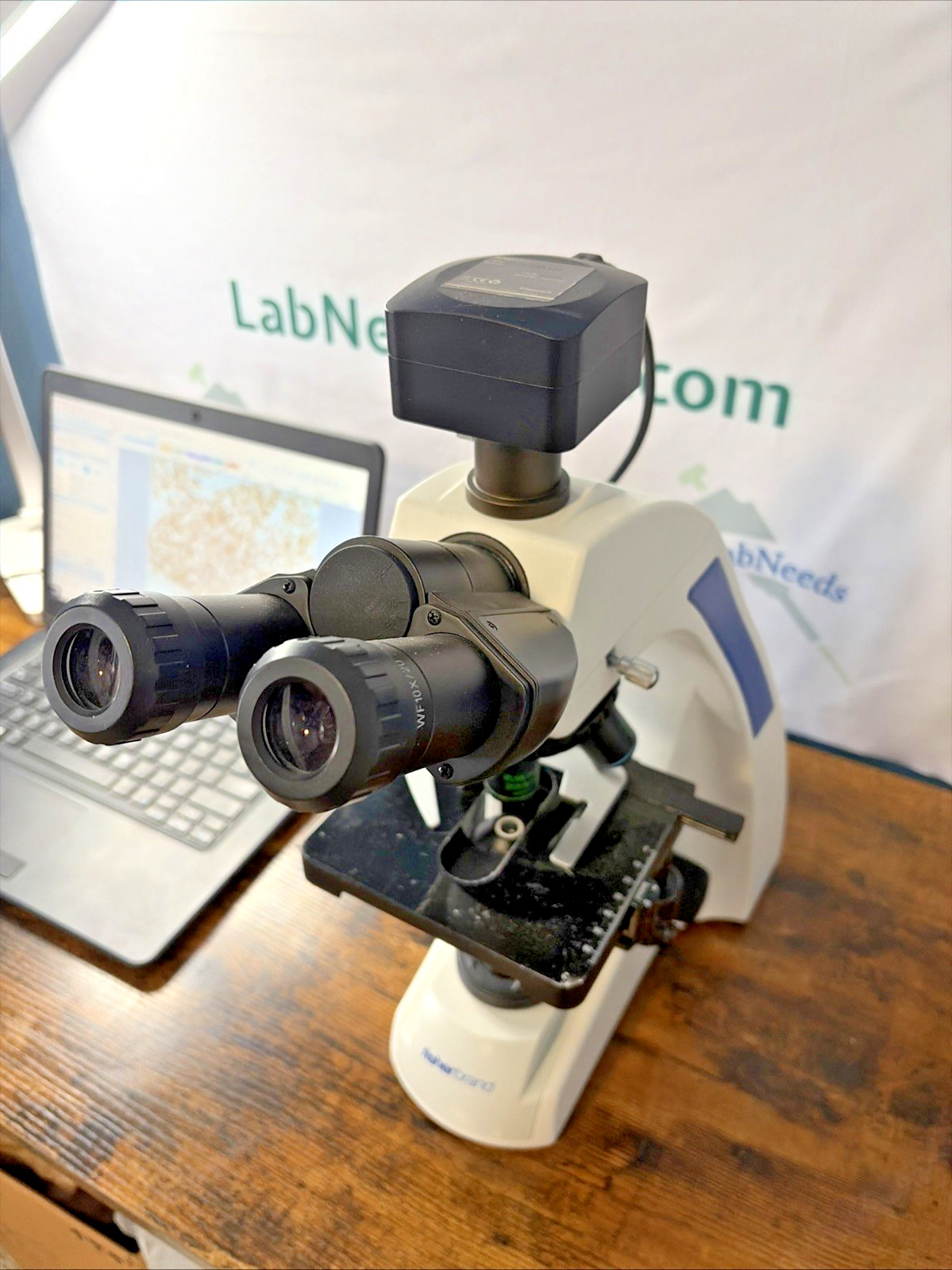 Fisherbrand Research Upright Microscope, (4) OBJECTIVE LENSES, 10MP camera