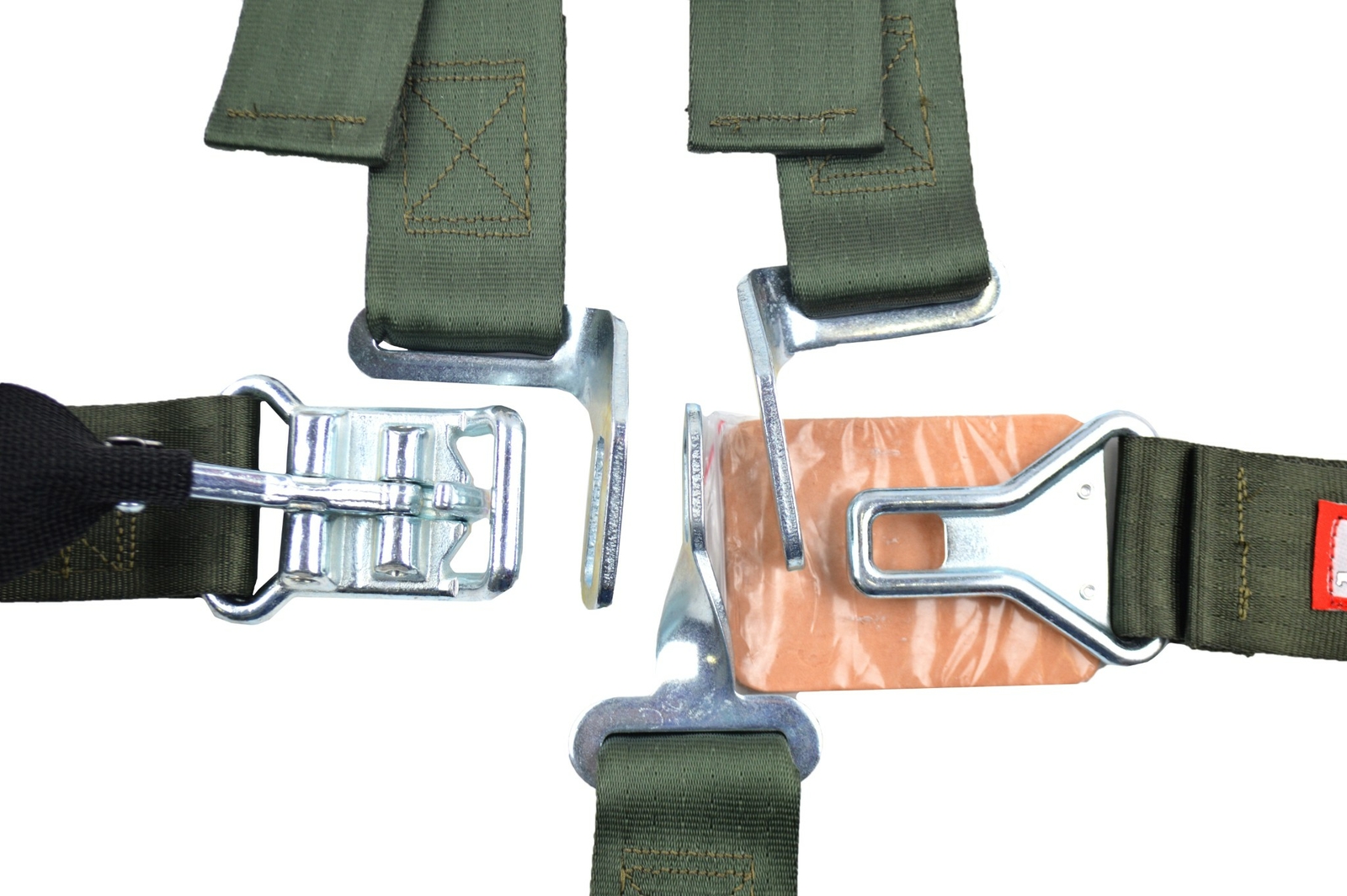 JR DRAGSTER 5 POINT 2" RACING HARNESS LATCH AND LINK FLOOR MOUNT MILITARY GREEN