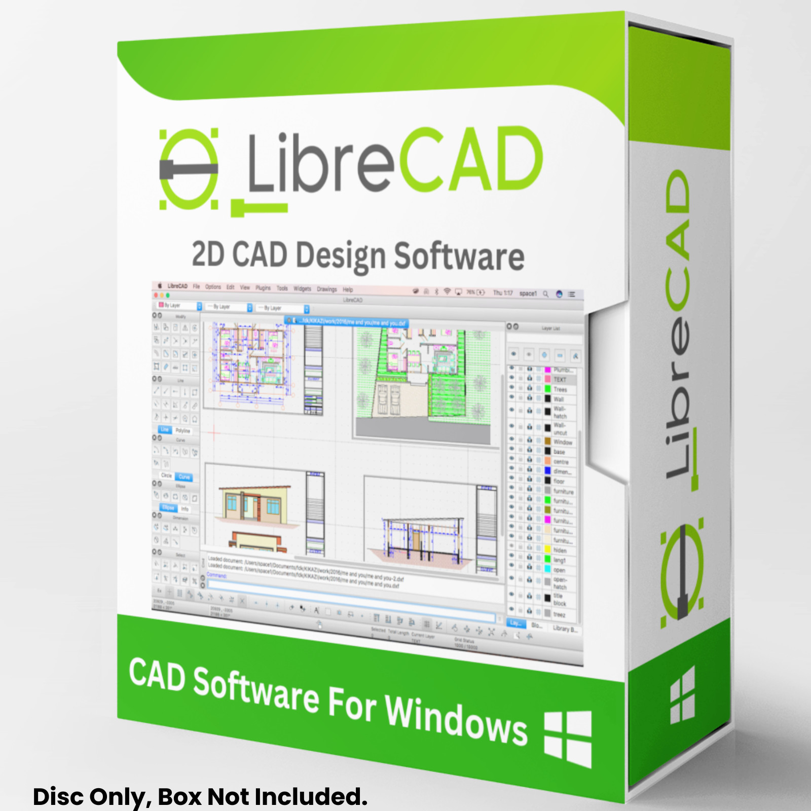 Libre Cad 2D - Computer Aided Design CAD Software Package for Windows on CD