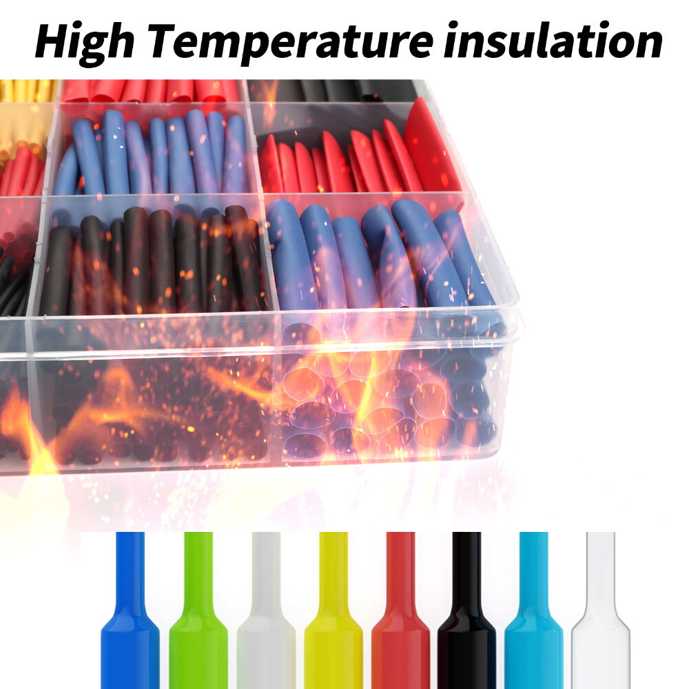 560 PCS. 2:1 HEAT SHRINK TUBING TUBE SLEEVING WRAP CABLE WIRE 5 COLORS 12 SIZES