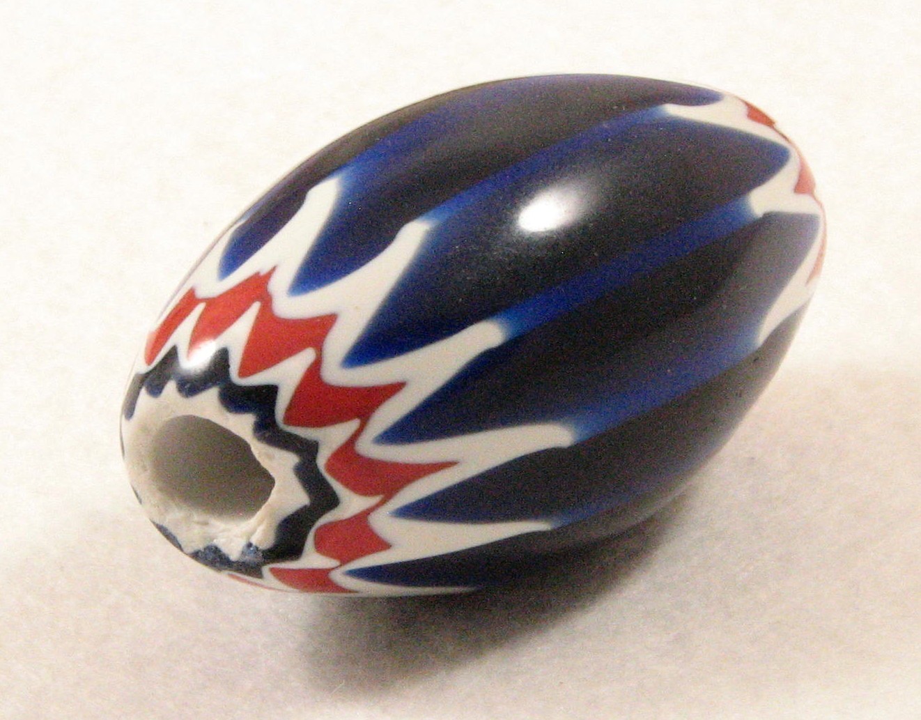 Huge Six Layer Blue Chevron Bead 27 by 49 mm