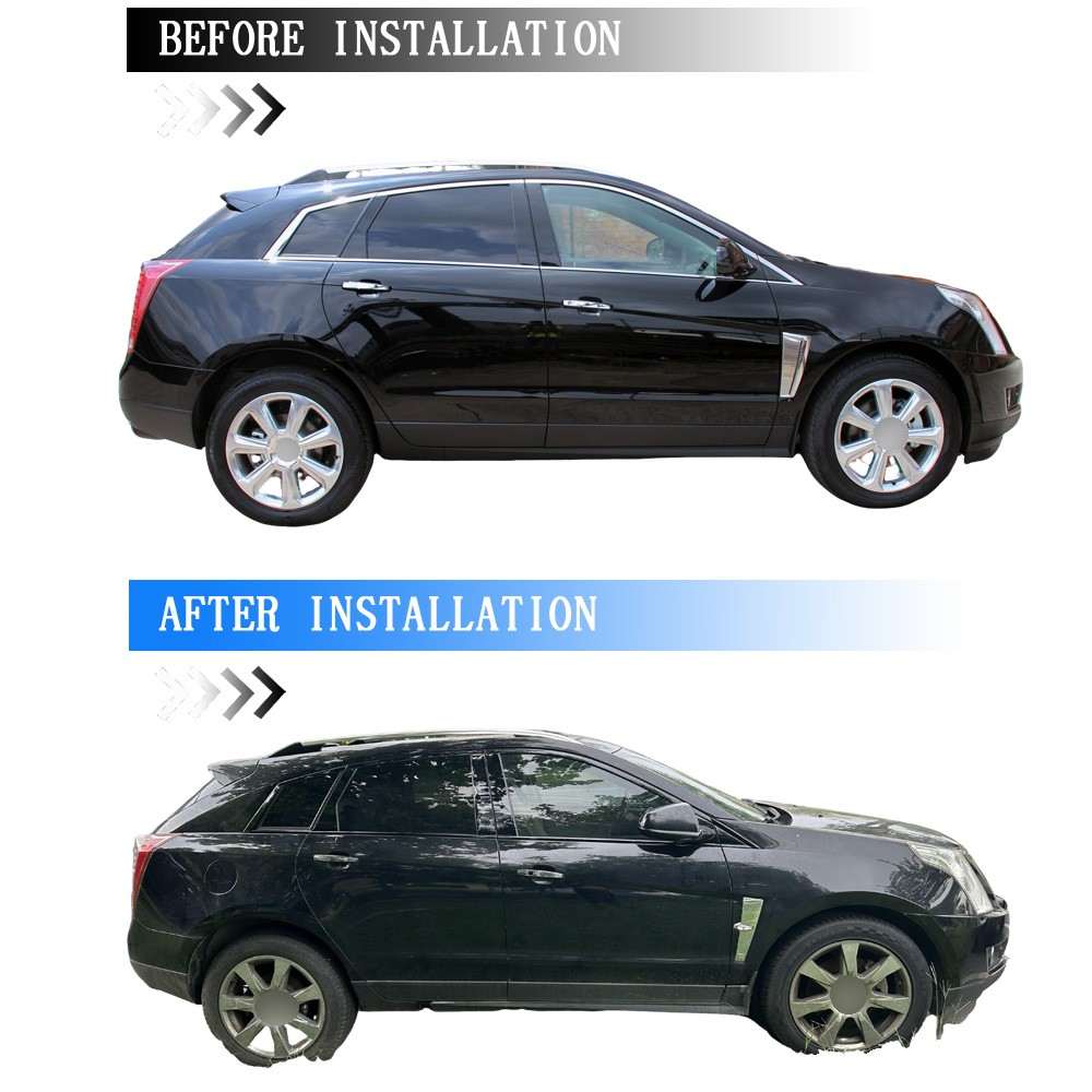 Glossy Black Chrome Delete Window Trims For Cadillac SRX 2010-2016