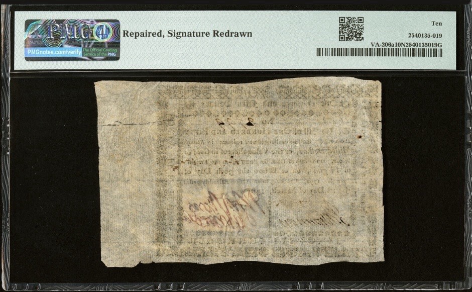 1781 VIRGINIA $150 Colonial Currency American Revolution Bank Note VA-206a, PMG