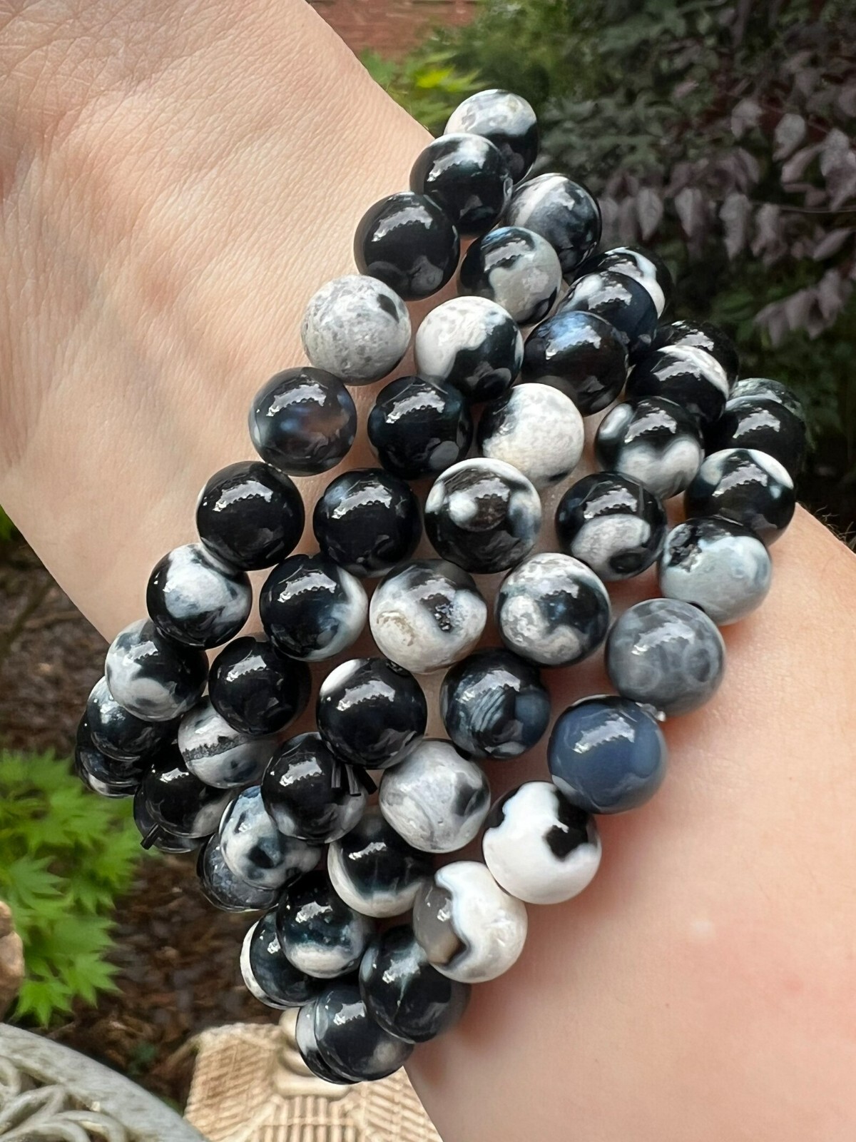 Orca Agate 8mm Beaded Natural Crystal Healing Stretch Woman Man Bracelet Gift