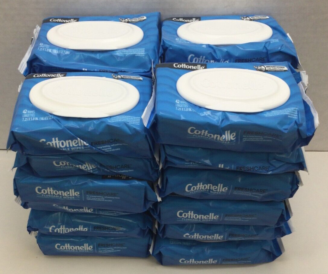 Cottonelle Flushable Wet Wipes 42 Per Bag 1008 Count, DISHEVELED BAGS LONG DATES