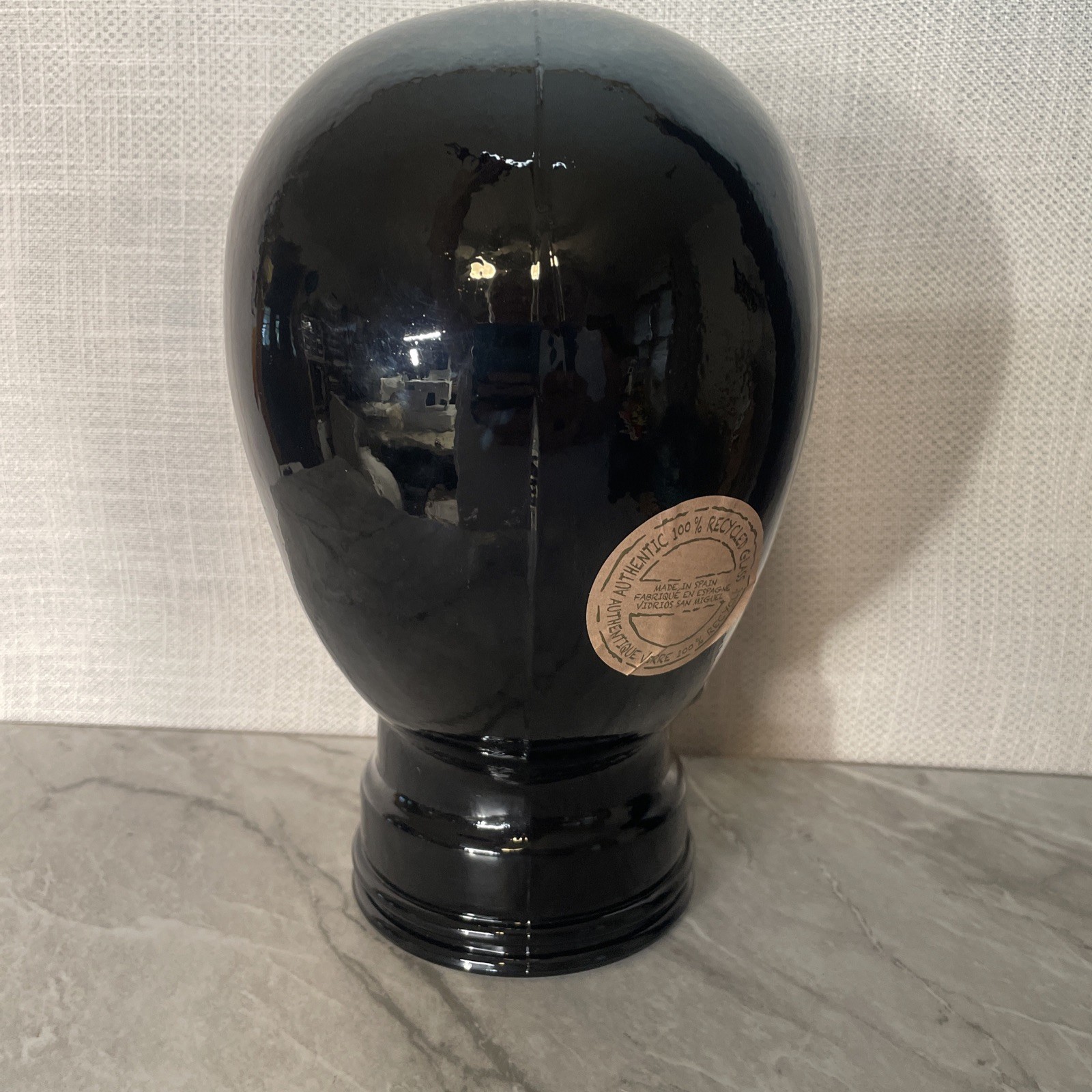 LARGE Black GLASS SKULL Recycled Glass Spain 10.5 inches Vidrios San Miguel NEW