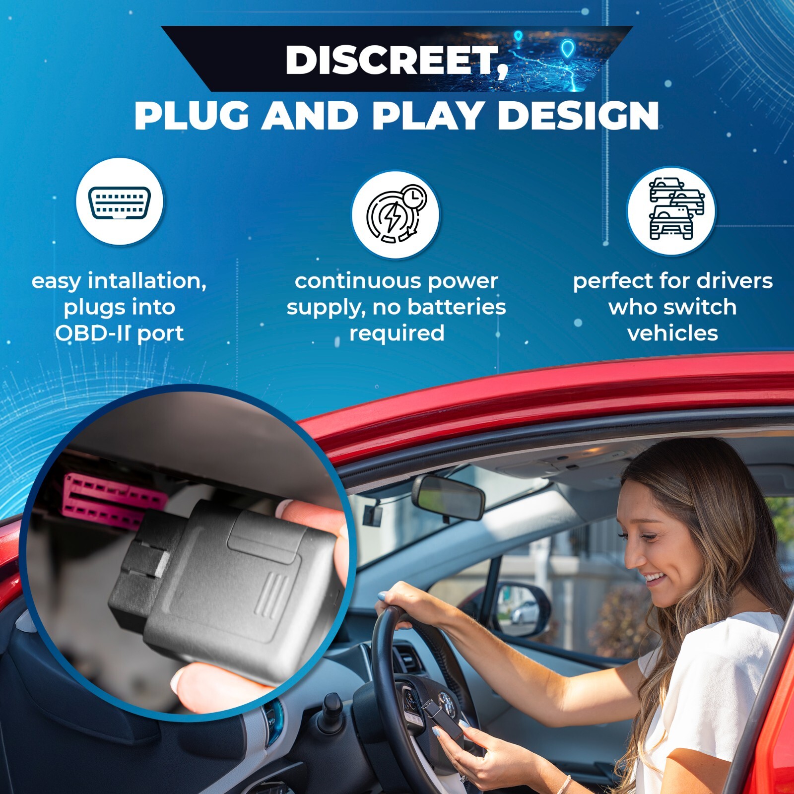 Lightning GPS OBD-II GPS Tracker for Vehicles - Cars Hidden GPS Tracking Device