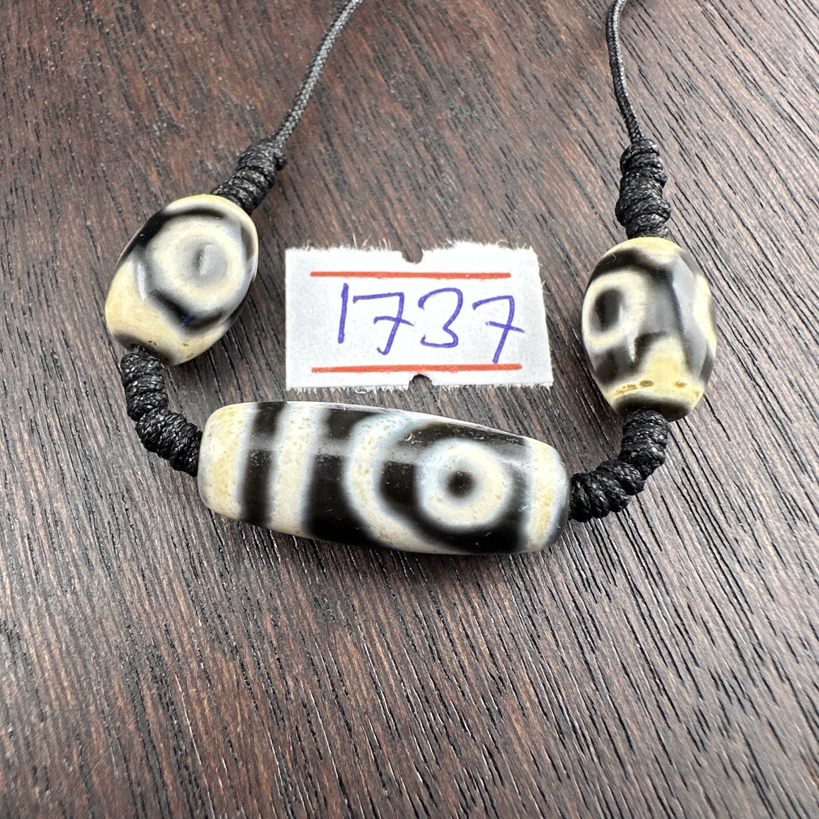 Indo Tibetan Agate 2 Eyes in Square Agate Stone Dzi Beads Amulet