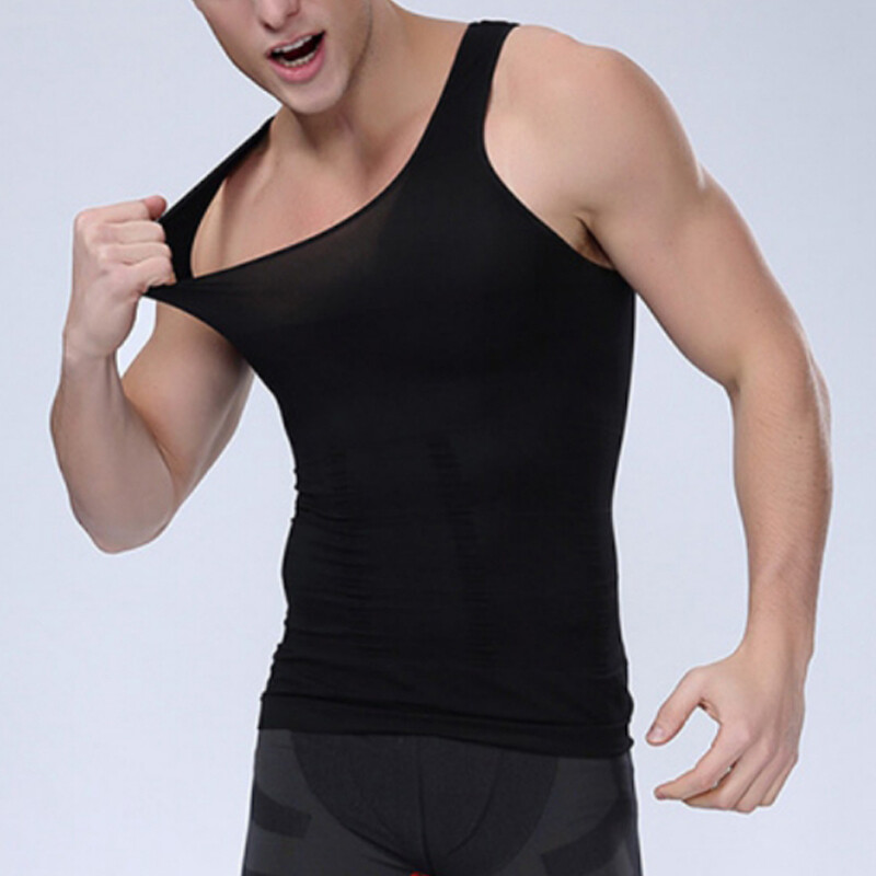 Mens Body Shaper Slimming Shirt Compression Vest Elastic Slim Shapewear Tank Top